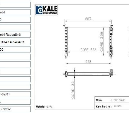 Kale Radyatör Fiat | Oto Parçam